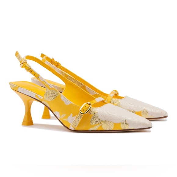 Larroude Shoes - NEW Larroudé x Markarian Ines Pump In Yellow Floral Brocade